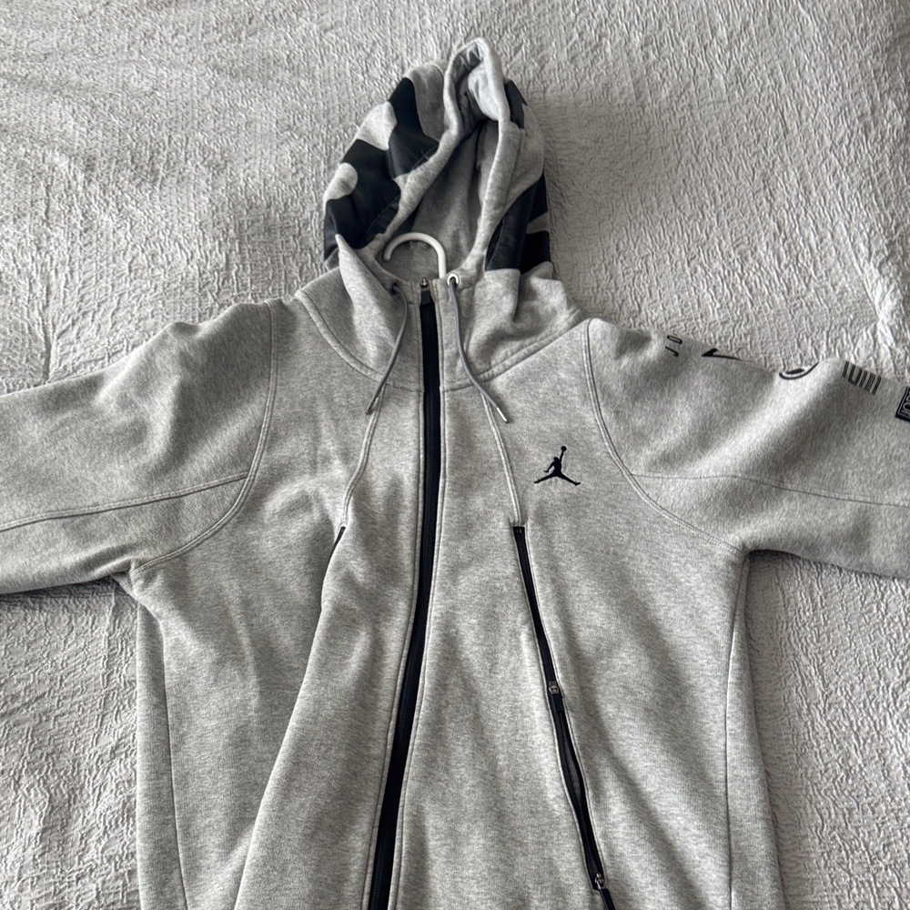 Gray Zip-Up Hoodie with Jordan Logo